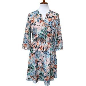 🍀The Limited Womens Blouson Dress Multicolor Floral Notch Neck Lined M